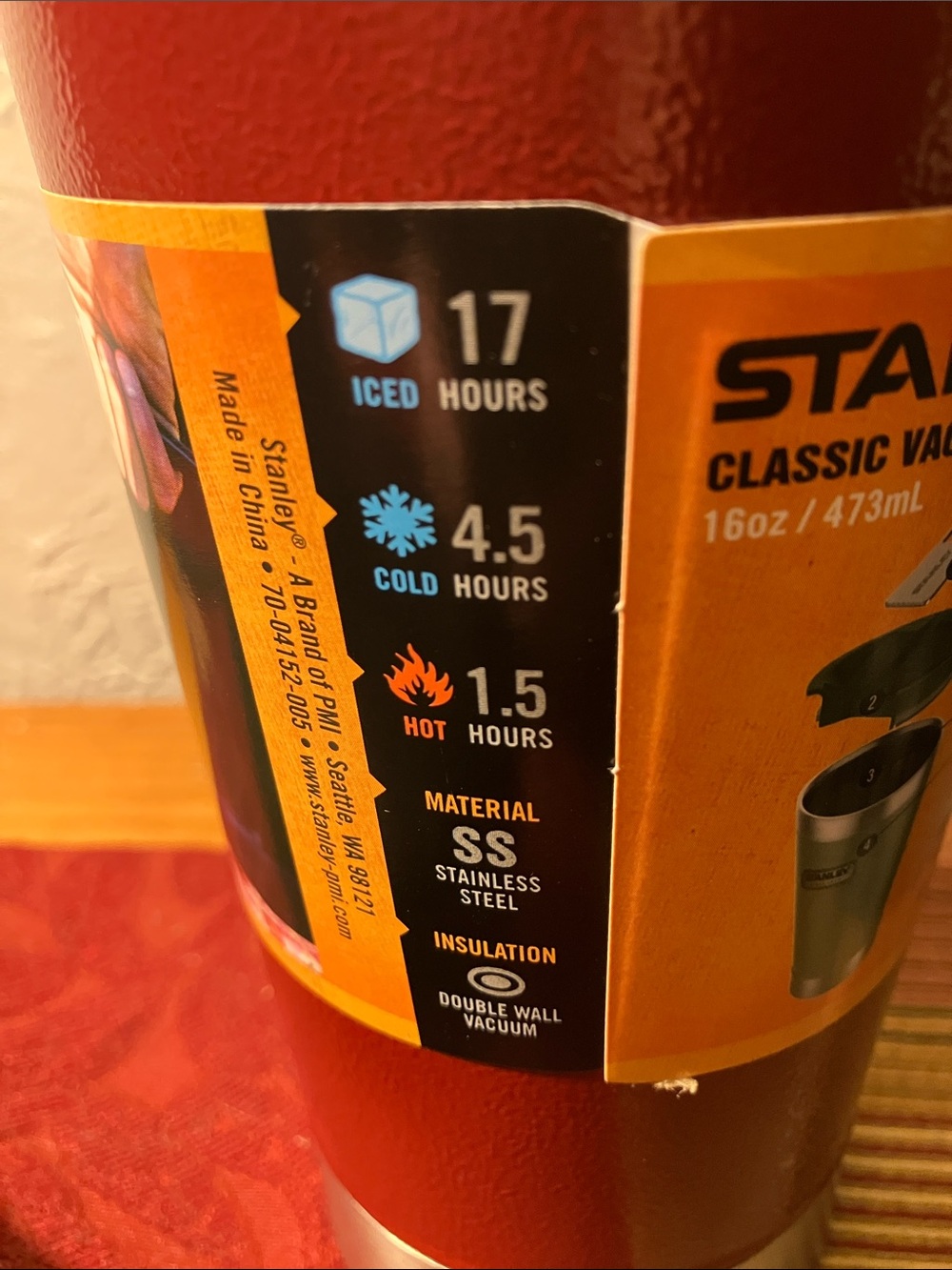 Stanley Red Vacuum Insulated Cold Pint Tumbler - Picture 3 of 7